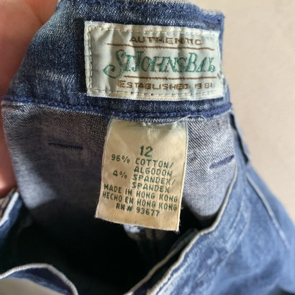 Vintage St Johns Bay Jeans Womens 12 Blue Stonewash High Rise Straight 30x31 NEW